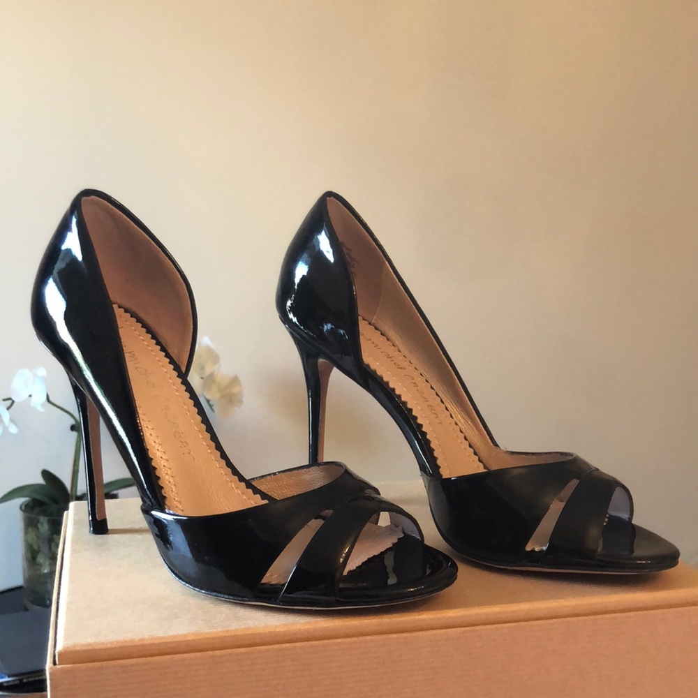 Jean-Michel Cazabat Black Patent Open toe Sz 7